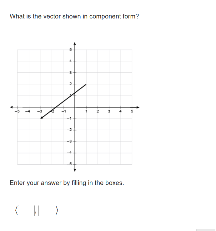 What is the vector shown in component form?
4
T
-3
by
-1
5
4
3
2
L
-2
-3
-4
-5
2
19
32
4
Enter your answer by filling in the boxes.
-5