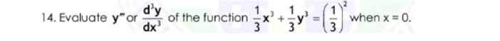 14. Evaluate y"or
d’y
of the function
when x = 0.
dx
