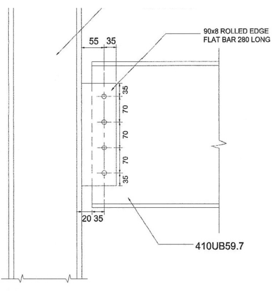 90x8 ROLLED EDGE
FLAT BAR 280 LONG
55 35
70
20 35
410UB59.7
35
35
