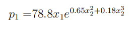 P₁ =78.8x1e0.65x3+0.18x2