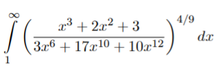 ³ + 2x² + 3
4/9
dx
3x6 + 17x10 + 10x12
