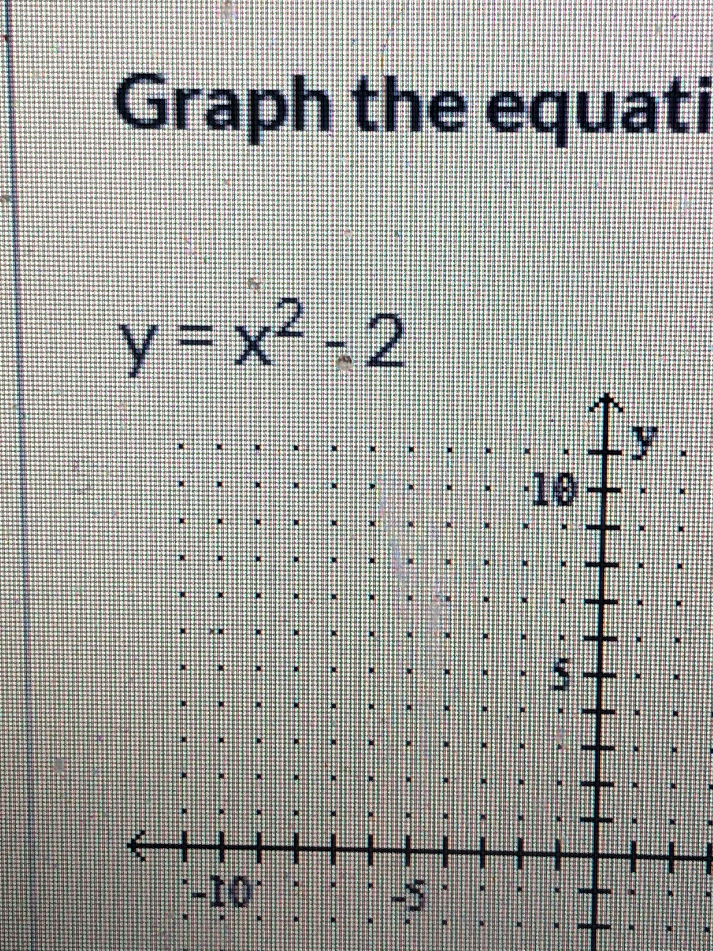 Graph the equati
y 3 x² - 2
18
+++++H
%3
