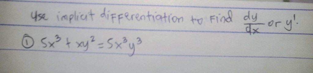 Use implicit differentiation to Find dy or y!.
Ⓒ5x²³² + xy² = 5x³y³