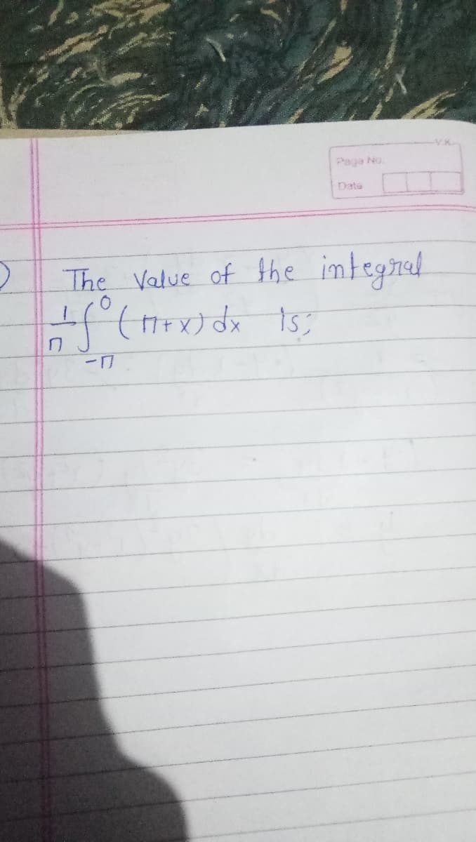 Page No.
Date
The Value of the imtegnal
