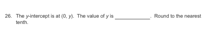 26. The y-intercept is at (0, y). The value of y is
Round to the nearest
tenth.
