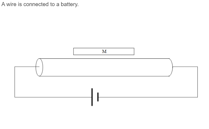 A wire is connected to a battery.
M

