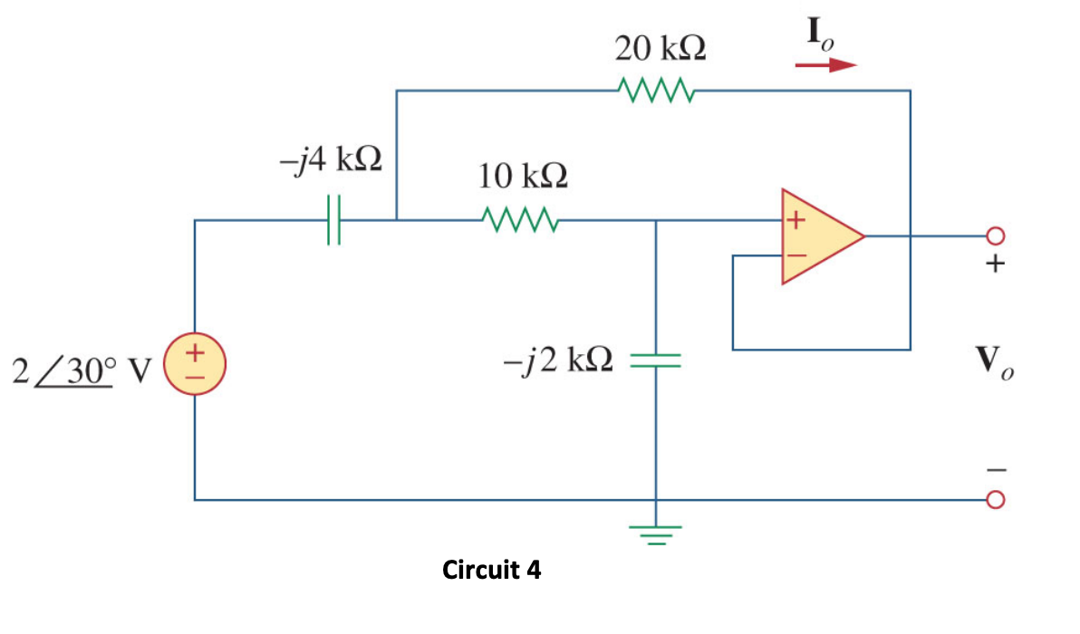 20 k2
-j4 kQ
10 k2
2/30° V
-j2 kQ
V.
Circuit 4
