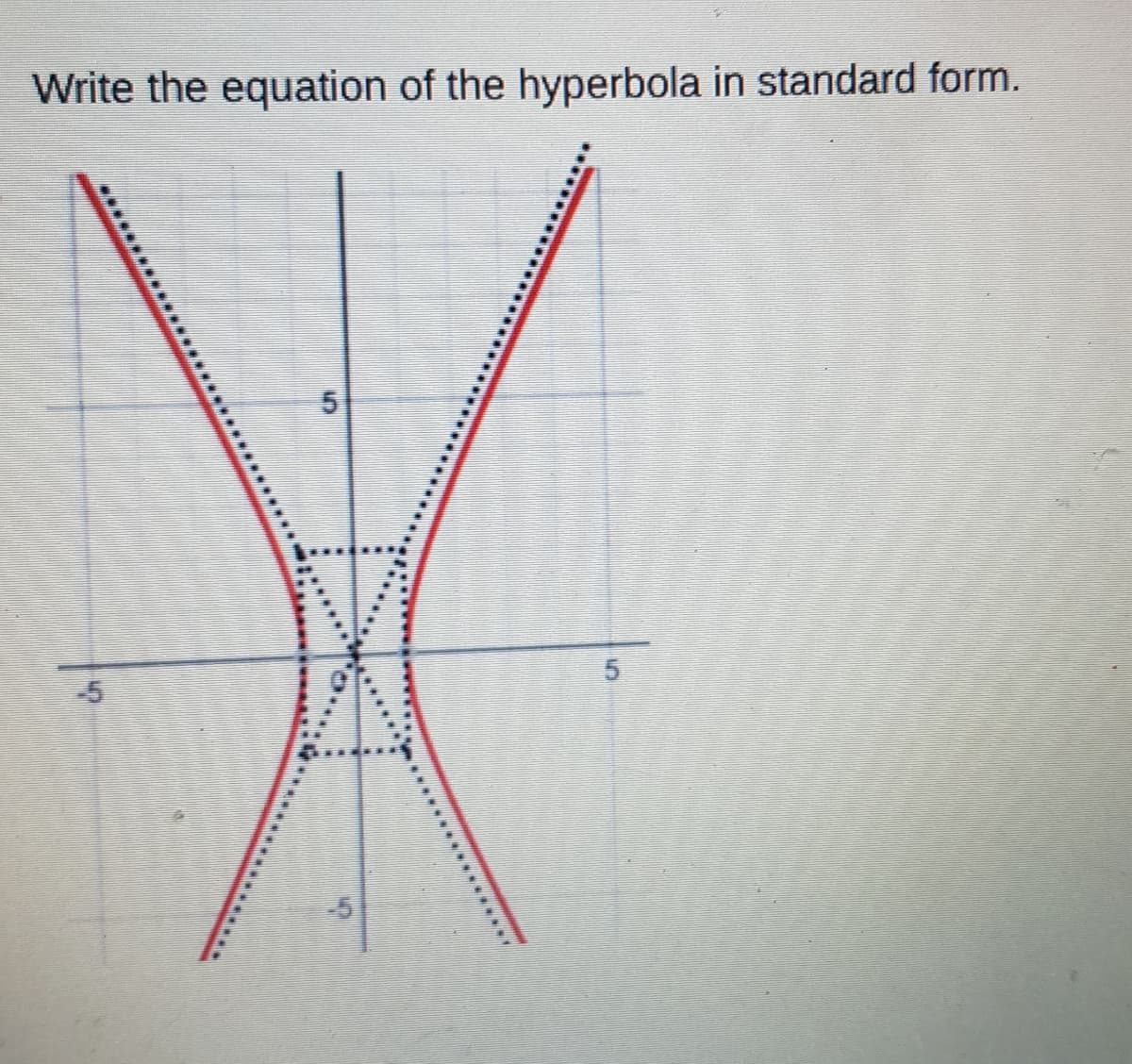 Write the equation of the hyperbola in standard form.
-5
-5
5.
