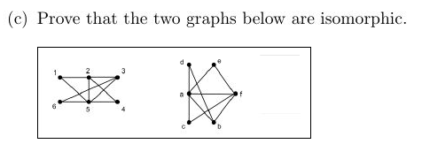 (c) Prove that the two graphs below are isomorphic.
9.
