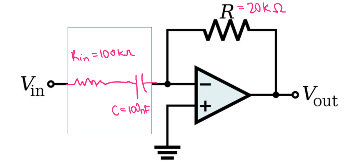 R=20k2
Rin=100kr
Vin
Vout
C= 100nF/
+
루

