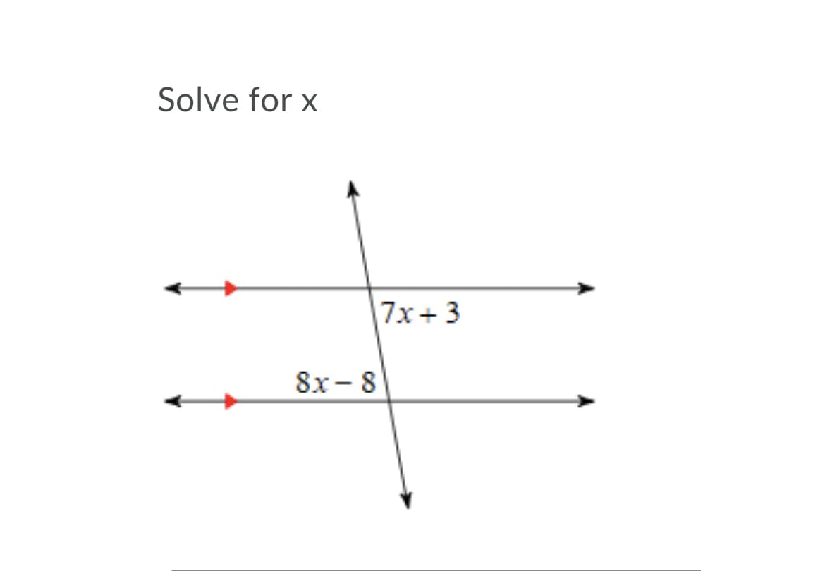 Solve for x
7x+ 3
8х - 8
