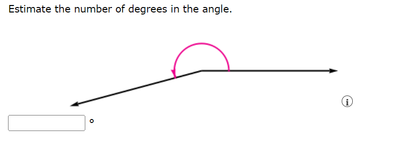 Estimate the number of degrees in the angle.