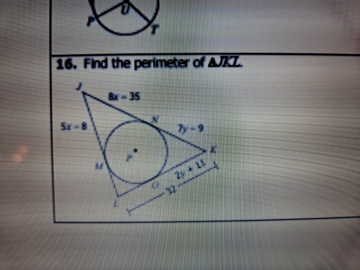 16. Find the perimeter of AT.
&-35
