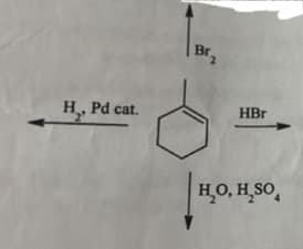 H₂, Pd cat.
Br.
HBr
H₂O, H₂SO