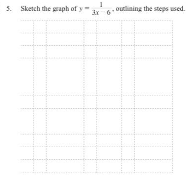 5. Sketch the graph of y =
1
outlining the steps used.
3x-6
