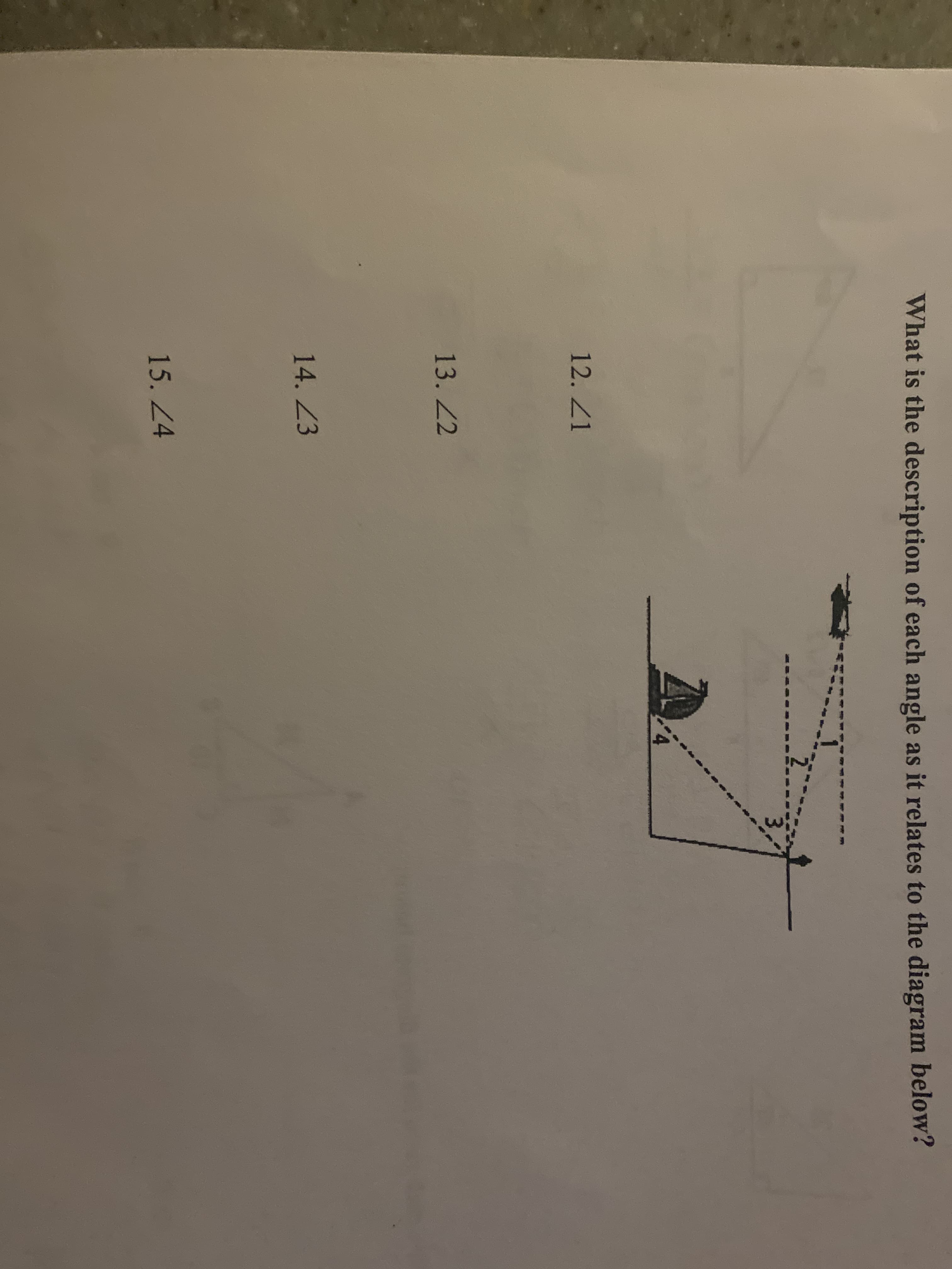 What is the description of each angle as it relates to the diagram below?
12. Z1
13. 2
14. Z3
15. 24
