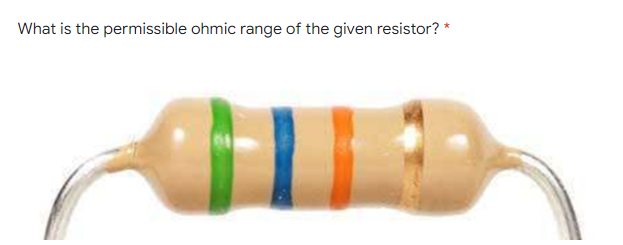 What is the permissible ohmic range of the given resistor? *
