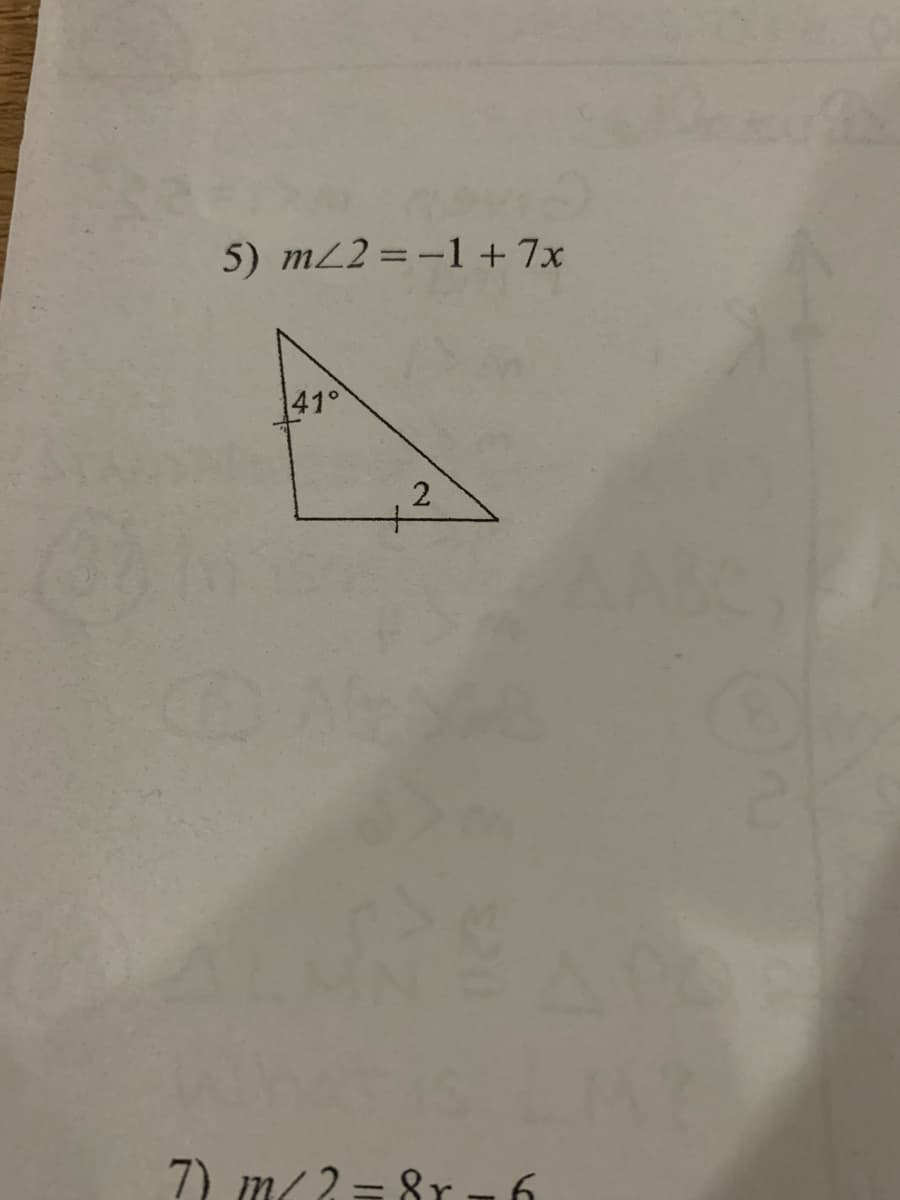 5) mZ2=-1 + 7x
41°
7) m(?=8r6
