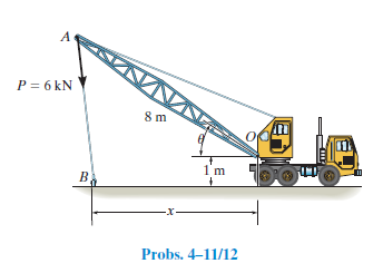 P = 6 kN
8 m
1'm
X-
Probs. 4-11/12
