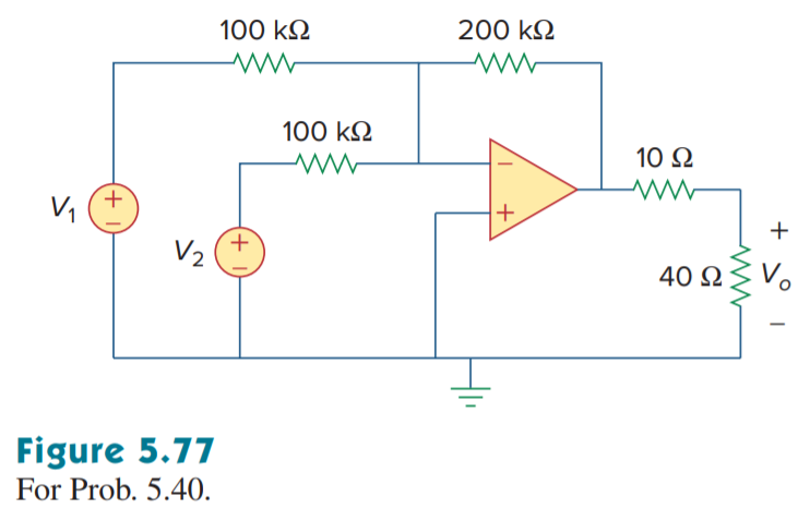 100 k2
200 k2
100 k2
10 2
+
V2
40 2
V.
Figure 5.77
For Prob. 5.40.
