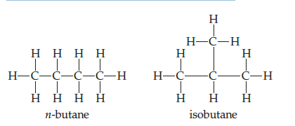 H
Н-С—Н
Η ΗΗ Η
H
H
H-C-C-C-Ċ-H
H-C-
H-)-
нннн
H
п-butane
isobutane
