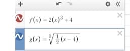 «
V s(x) - 2(x)³ +4
g(x) = V (x - 4)
%3!
