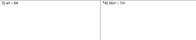 3) w - 64
*4) 56x* – 7ns
