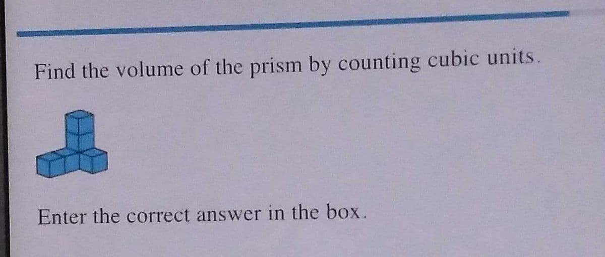 Find the volume of the prism by counting cubic units.
Enter the correct answer in the box.
