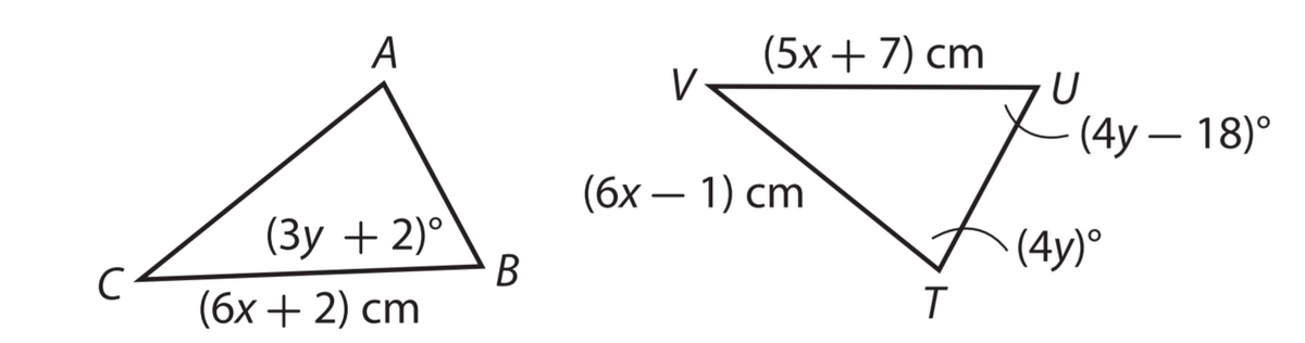 (5х + 7) ст
V
A
U
(4у — 18)°
-
(бх — 1) ст
(Зу + 2)°
B
(бх + 2) ст
(4y)°
