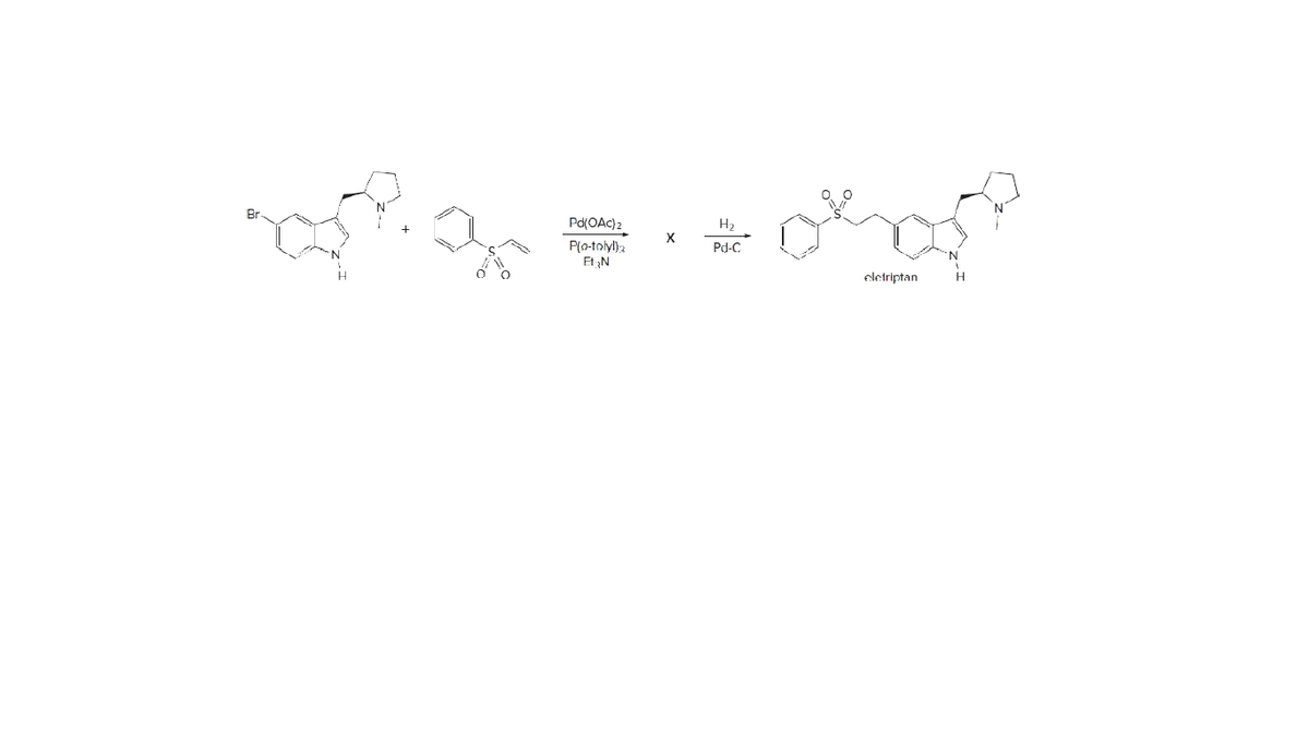 Pd(OAC}2_
H,
X
Pd-C
P(a-tolyl)a
EtN
eletriptan
