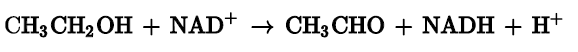 СH CHОН + NAD* — CН, СНО + NADH + H+
