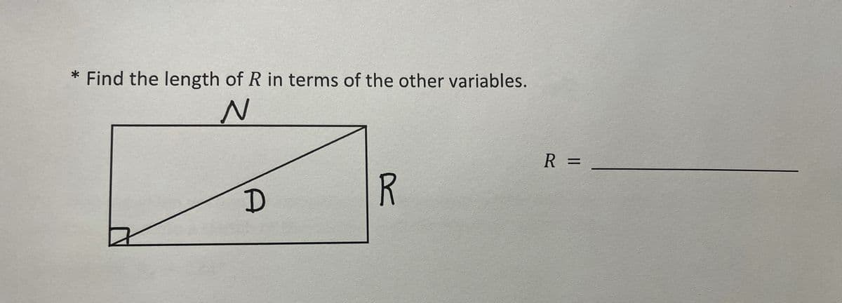 Find the length of R in terms of the other variables.
R =
R
