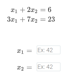 x1 + 2x2 = 6
За1 + 7х2 — 23
Ex: 42
X2
Ex: 42
