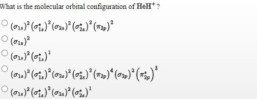 What is the molecular orbital configuration of HeHt?
