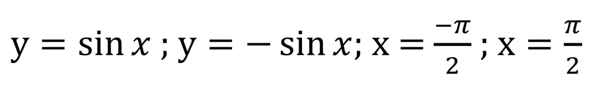 TT
y = sin x ; y = – sin x; x =
;X =
2
2
