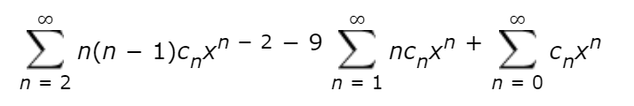 2
n(n – 1)c,x" - 2 – 9E nc,x" +
2 - 9
nc x'
n = 2
n = 1
n = 0
8
8
8
