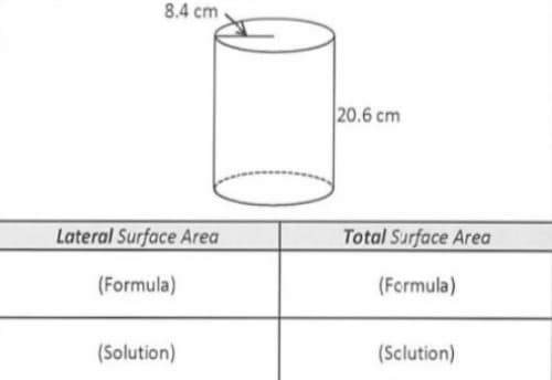 8.4 cm.
20.6 cm
Lateral Surface Area
Total Surface Area
(Formula)
(Formula)
(Solution)
(Sclution)
