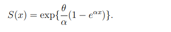 S(x) = exp{-(1 – ea")}.
