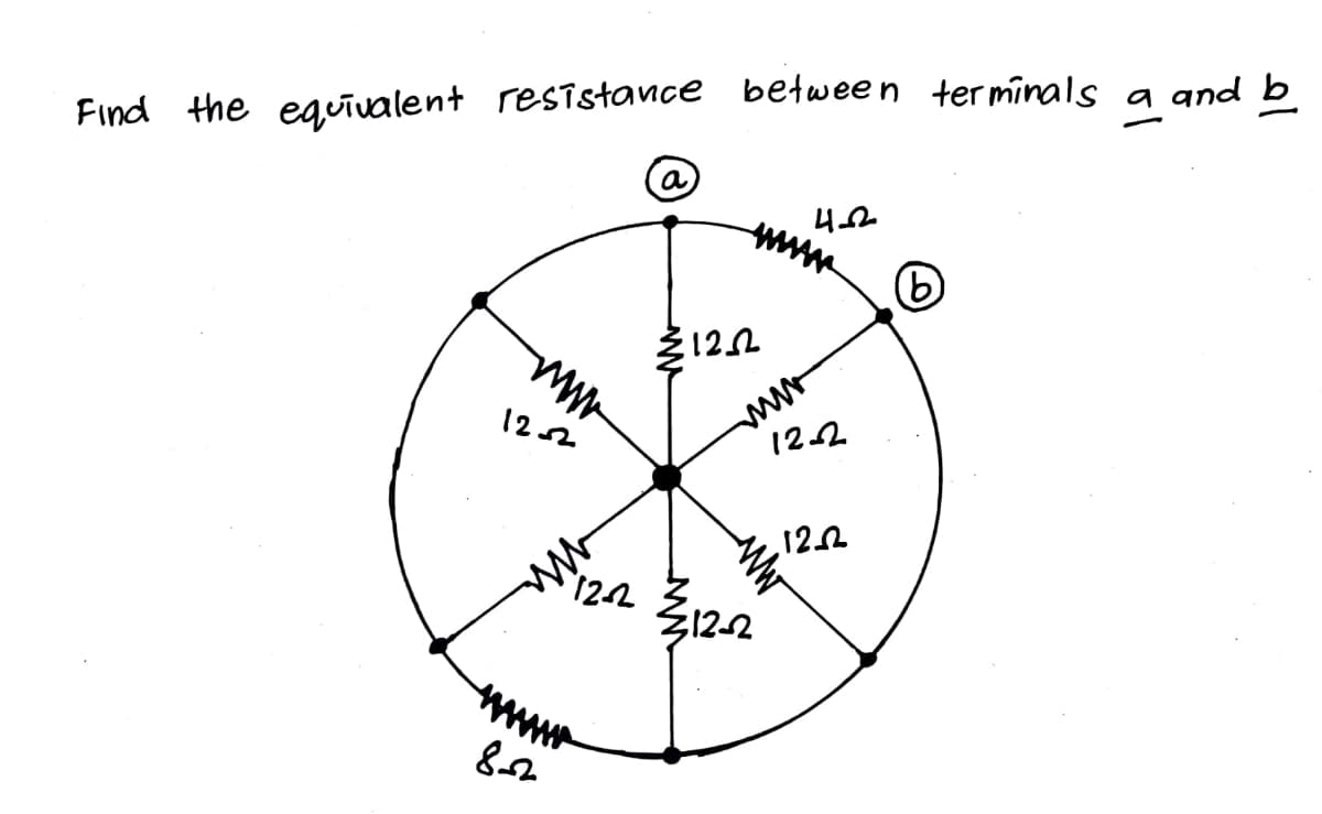 Find the eguivalent resīstance between terminals
a
and b
122
122
122
122
12-2
www
