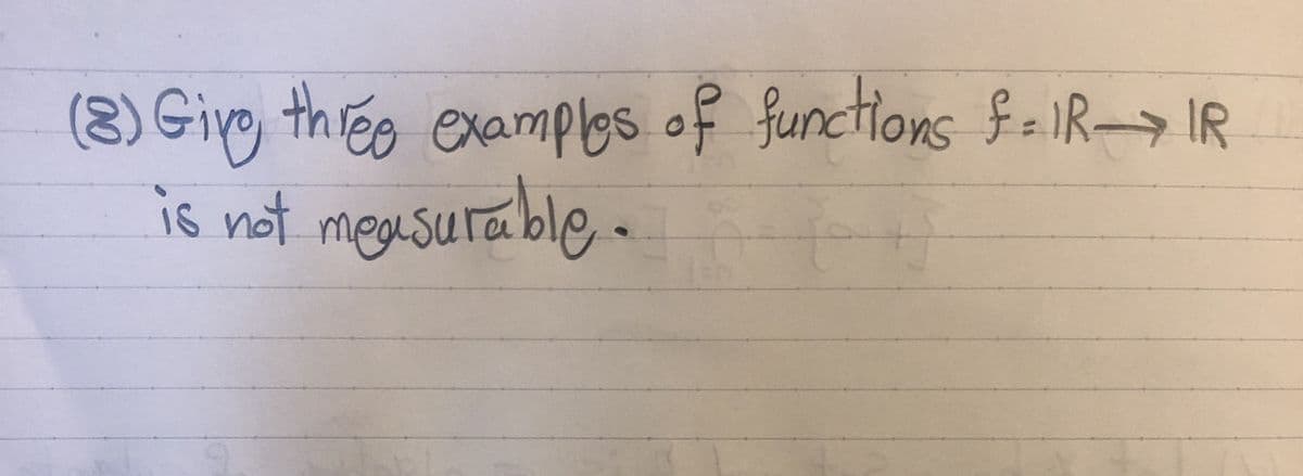 ro, thieo examplos of functions f = IR> IR
is not measurable
(8) Gì
