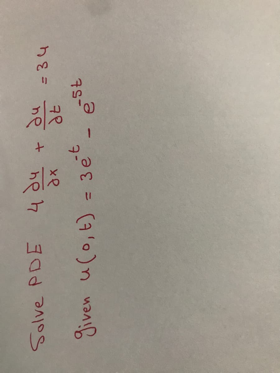 t.
Solve PDE
=34
given u(o,t) = 3e -
%3D
