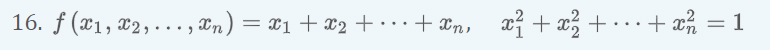 16. f (x1, x2,..., Xn) = x1 + x2 + • · ·+ xn, x + x + ·..+ xn
