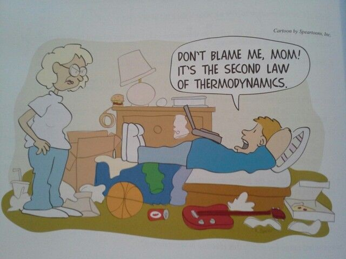 Cartoon by Speartoons, Inc.
DON'T BLAME ME, MOM!
IT'S THE SECOND LAW
OF THERMODYNAMICS.
