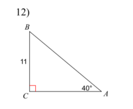 12)
B
11
40°
C
