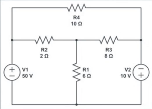 R4
10 0
R2
20
R3
80
+v1
50 V
R1
V2
10 V
