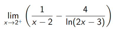 1
4
lim
X→2+
In(2x – 3)
х — 2
