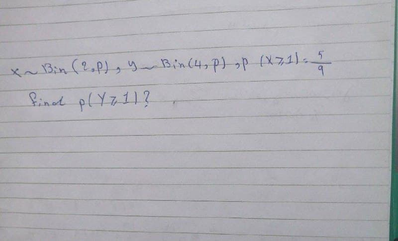x~Bin(2.P), y~ Bin(4,P)p (X7115
find plY7113
