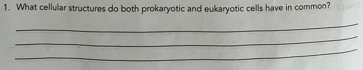 1. What cellular structures do both prokaryotic and eukaryotic cells have in common? 15103