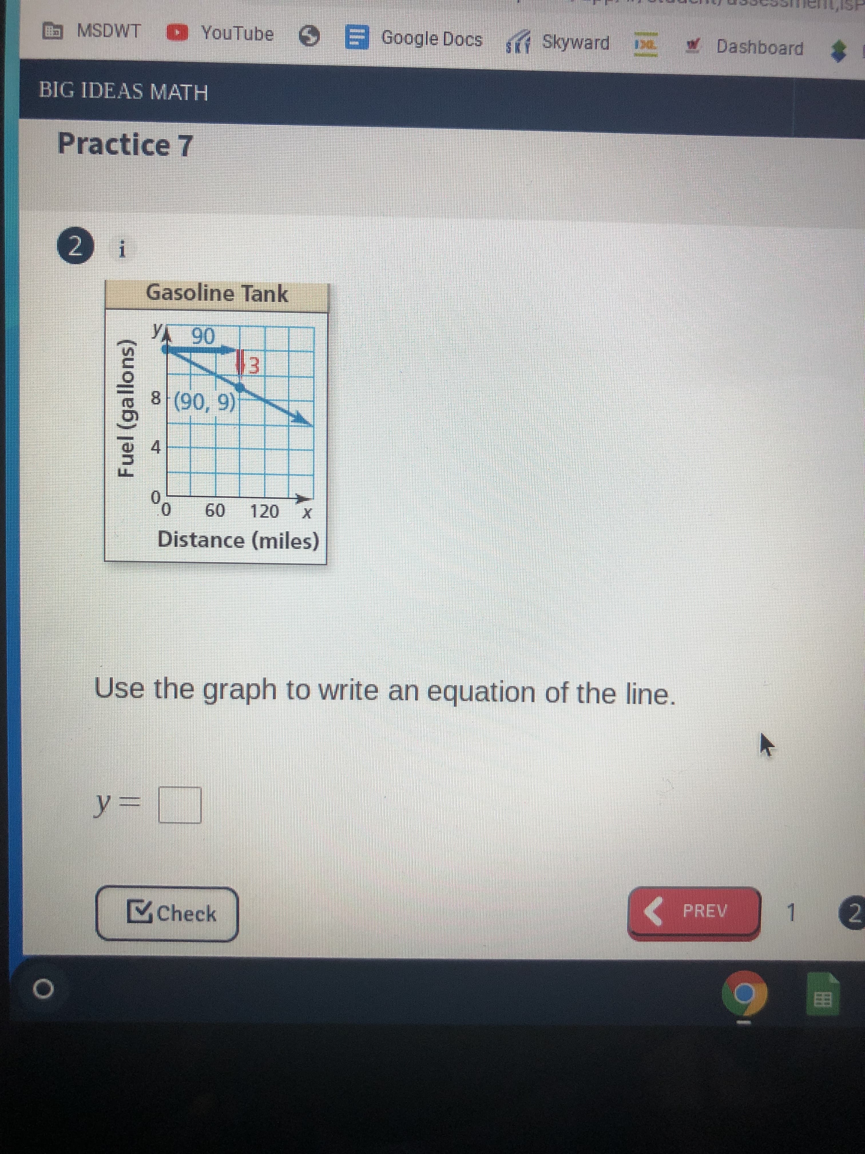 Use the graph to write an equation of the line.
y%3D
