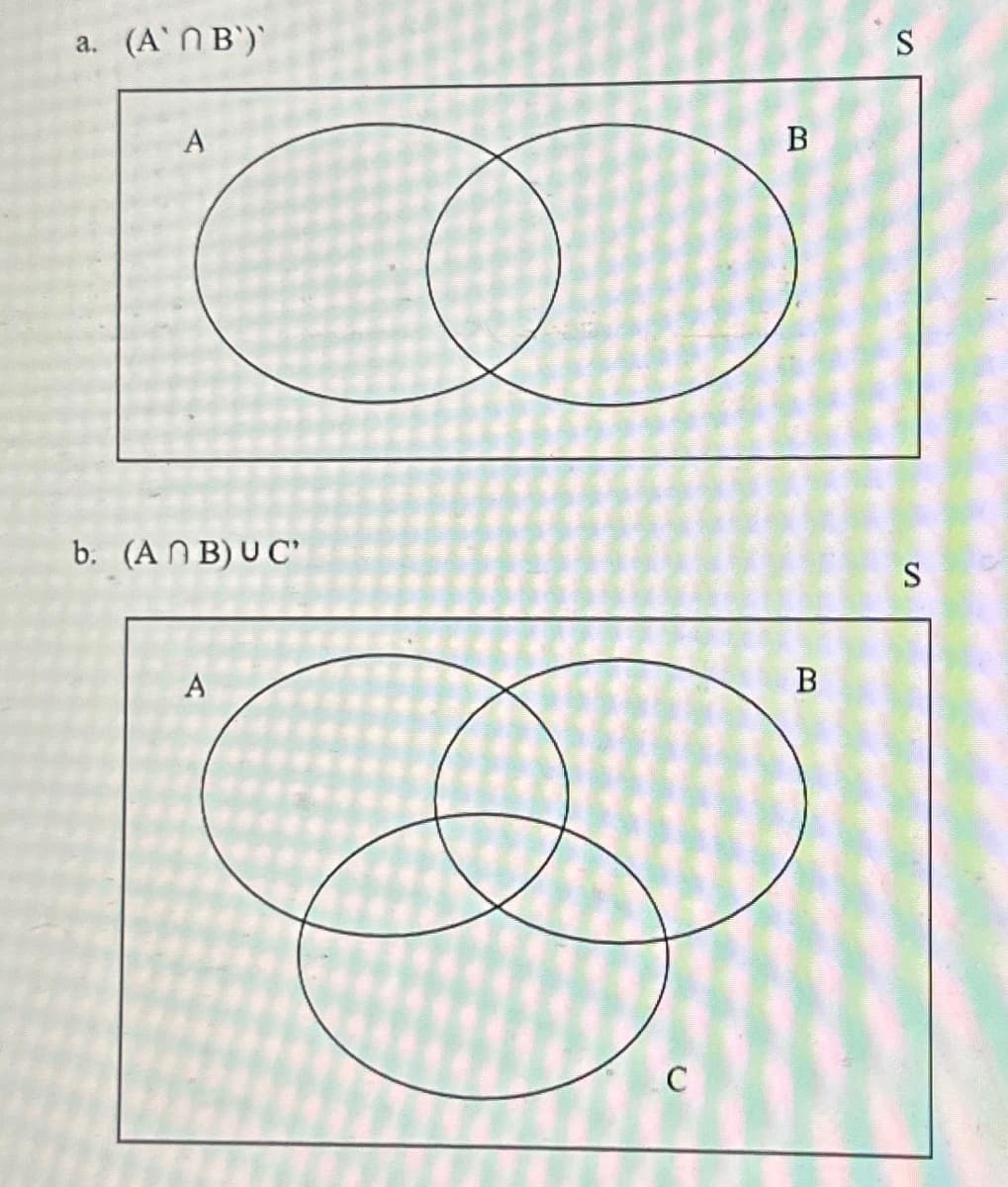 a. (A`N B`)`
A
b. (ANB) UC'
A
C
B
B
S
S